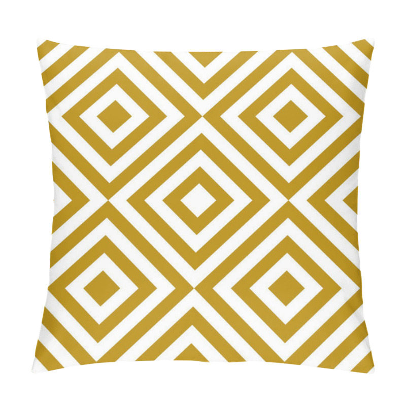 Personality  Geometric Gold And White Pattern Featuring Overlapping Squares And Diamonds, Creating An Intricate And Visually Appealing Design. Pillow Covers