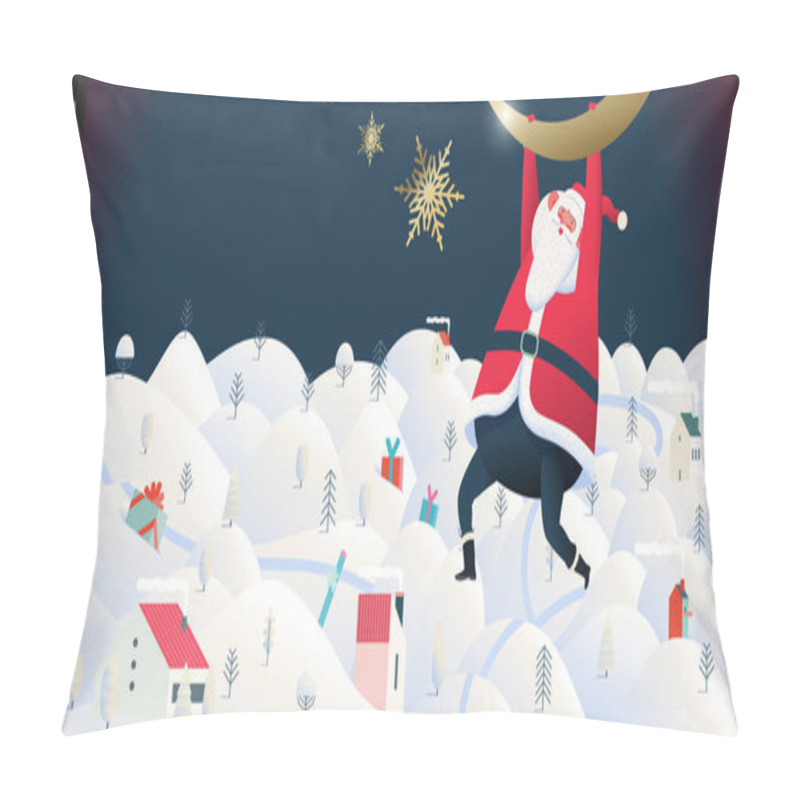 Personality  Skiing Santa Claus - Christmas Billboard Pillow Covers