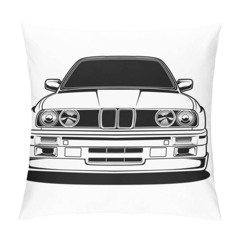 Personality  Black And White Car Illustration For Conceptual Design. Good For Poster, Sticker, T Shirt Print, Banner. Pillow Covers