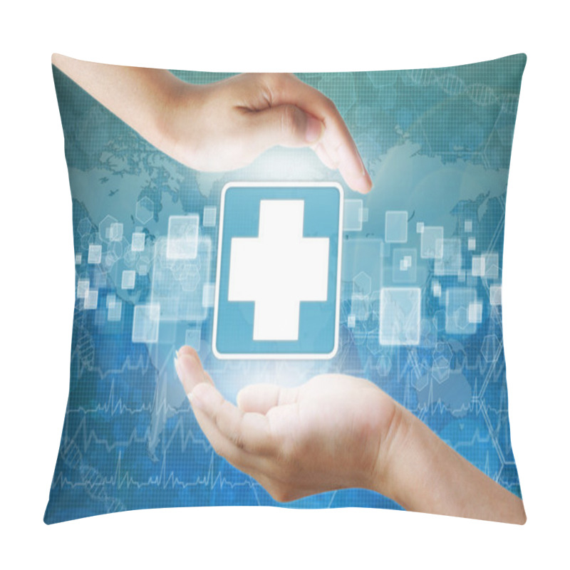 Personality  Medical Icon,First Aid In Hand Pillow Covers