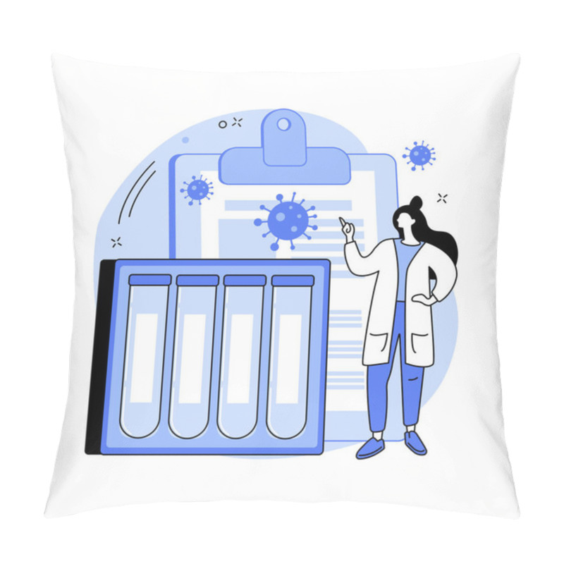 Personality  Coronavirus Test Kit Abstract Concept Vector Illustration. Novel Coronavirus Diagnosis, Covid-19 Swipe Test Kit, NCoV Testing Protocol, Finding Antibodies, Rapid Diagnostic Abstract Metaphor. Pillow Covers