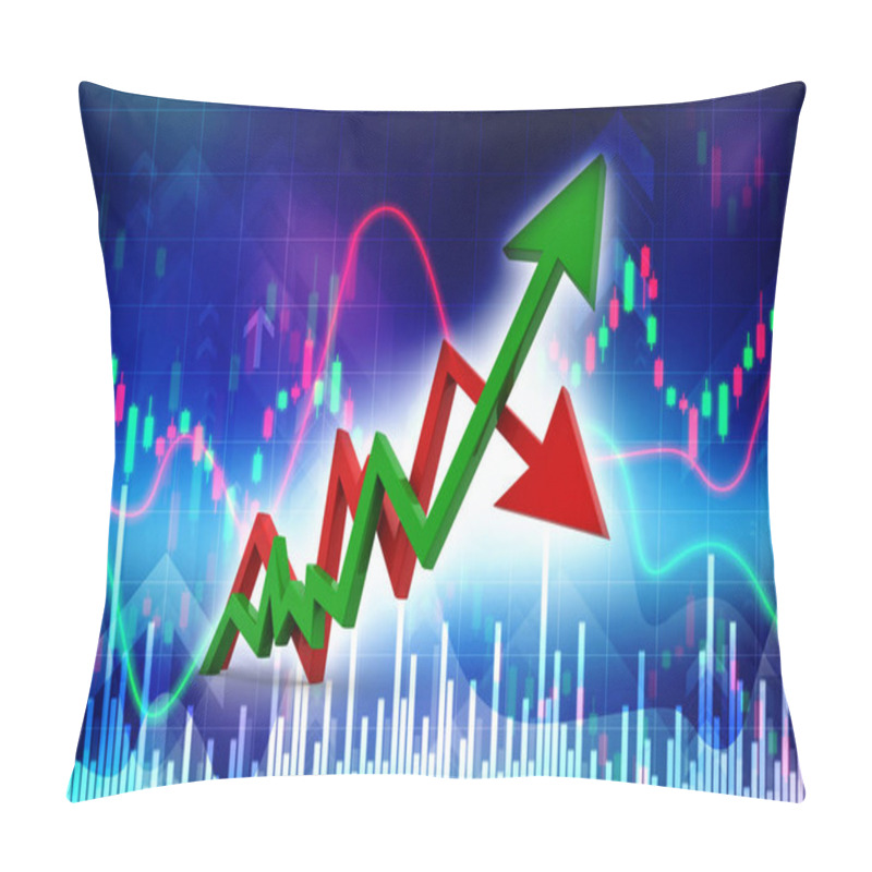 Personality  Inflation And Deflation Graph. Business Fluctuation Concept Background. 3d Rendering Pillow Covers