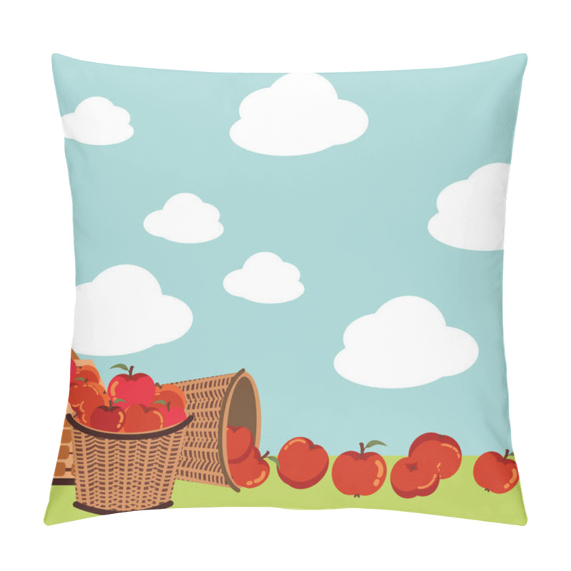 Personality  Apples Of Autumn In Baskets Wicker Pillow Covers