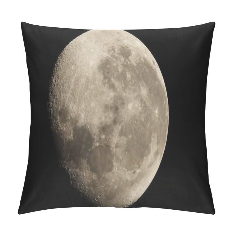 Personality  Closeup Shot Of The Moon In A Waxing Gibbous Phase Pillow Covers