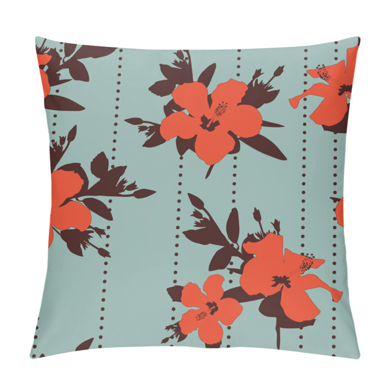 Personality  Orange Hibiscus Brown Leaves Seamless Pillow Covers