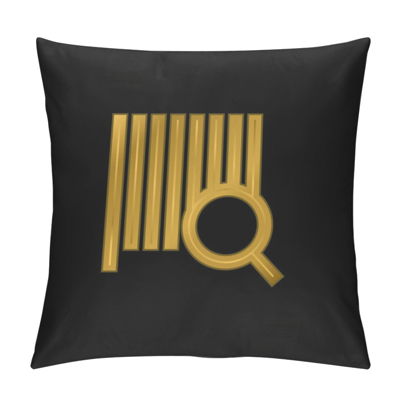 Personality  Bars Code Search Gold Plated Metalic Icon Or Logo Vector Pillow Covers