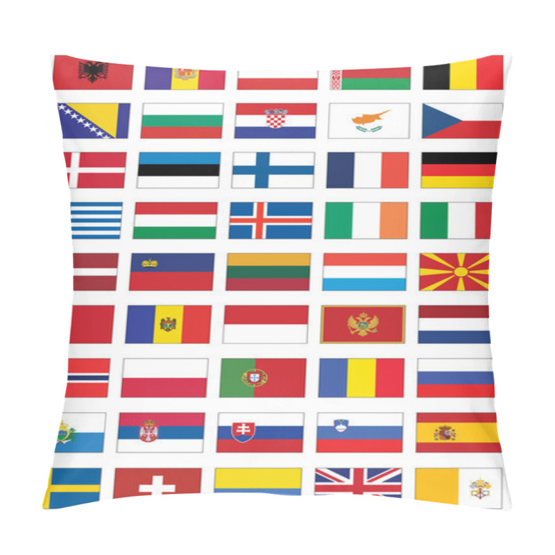 Personality  Vector Flag Set Of All European Countries. Pillow Covers