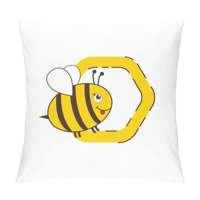 Personality  Bee Comb Icon. Cute Animal Vector Illustration Isolated On White Pillow Covers