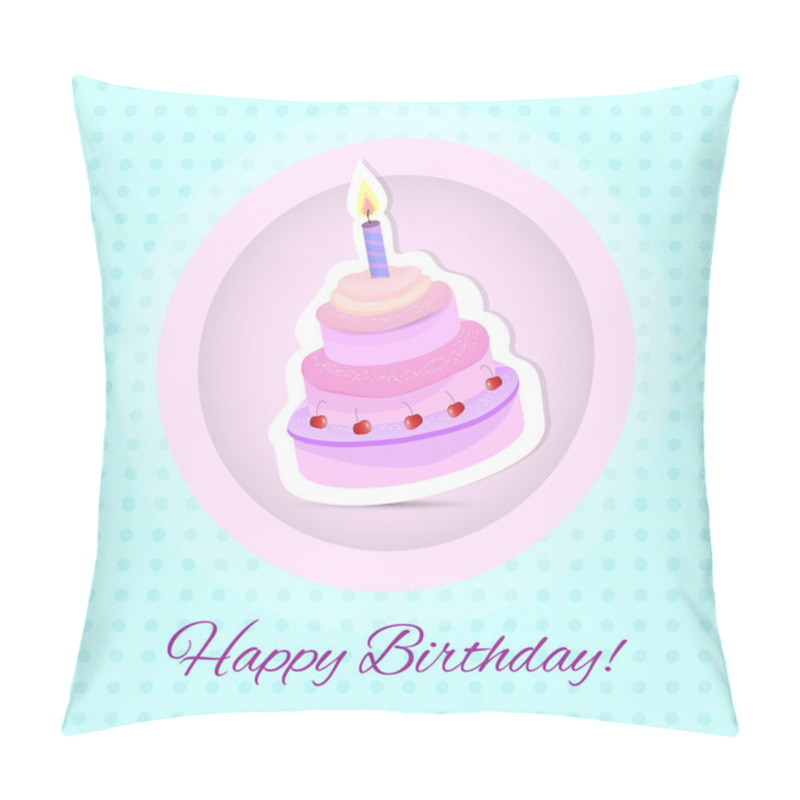 Personality  Vector Happy Birthday Card. Birthday Cake. Vector Illustration Pillow Covers