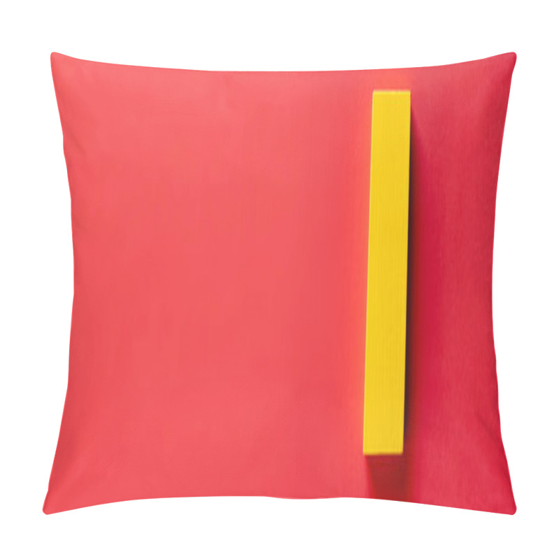 Personality  Top View Of Yellow Block On Red Background With Copy Space, Banner Pillow Covers