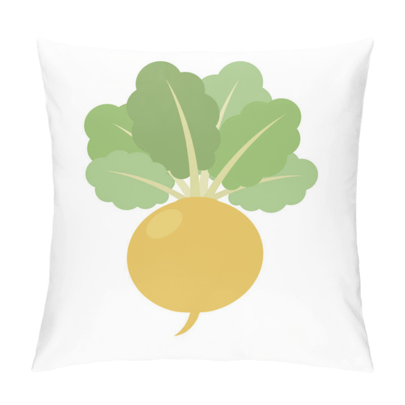 Personality  Turnip, Icon On White Background. Vegetable Whole. Root With Tops.  Vector Flat Illustration. Pillow Covers