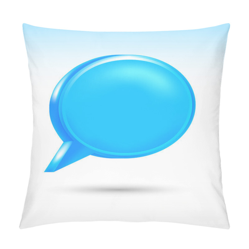 Personality  3d Blank Blue Speech Bubble Shape With Drop Gray Shadow On White Background. Vector Illustration Created In The Technique Of Wire Mesh And Saved Eps 8 Pillow Covers