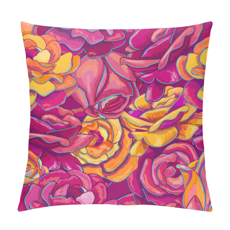 Personality  Vector Illustration With Blue,red, Yellow And Green Leaves Roses Pillow Covers