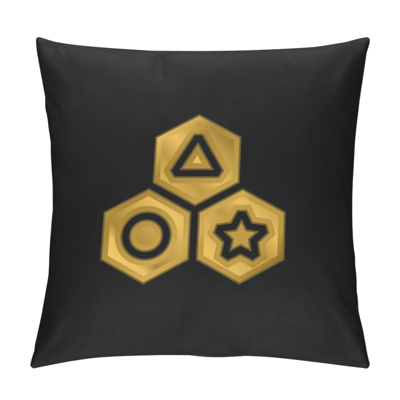 Personality  Blocks Gold Plated Metalic Icon Or Logo Vector Pillow Covers