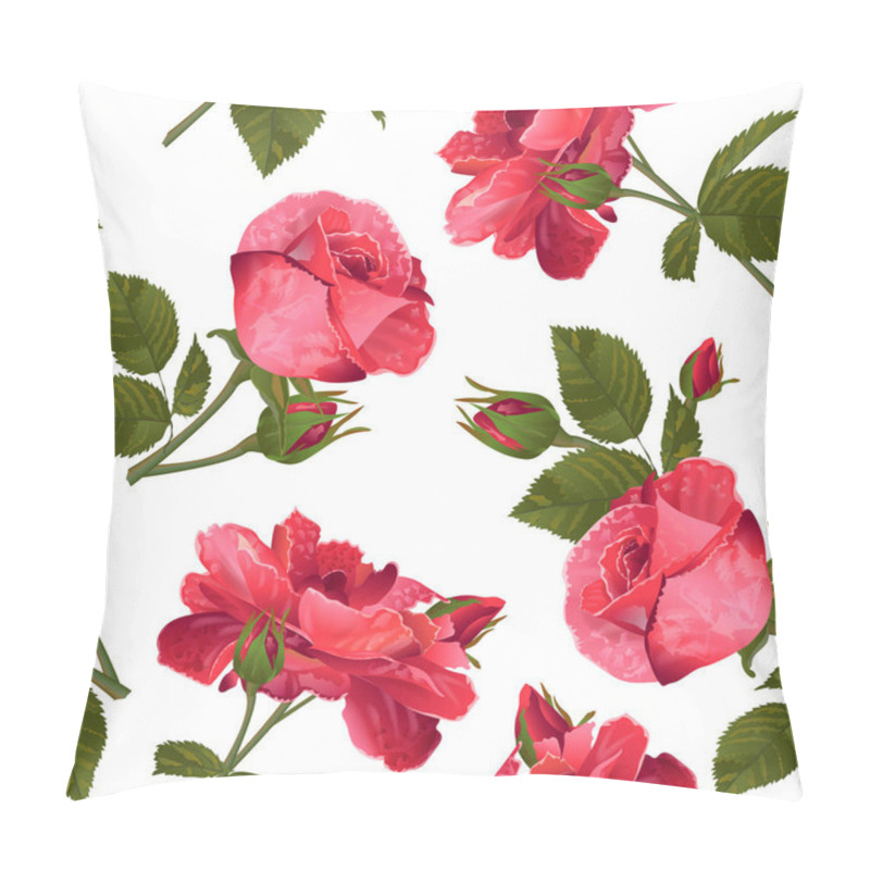 Personality  Vector Botanical Seamless Pattern With Luxurious Bright Red Roses Flowers.Modern Floral Pattern For Textile, Wallpaper, Print, Gift Wrap, Greeting Or Wedding Background. Spring Or Summer Design. Pillow Covers