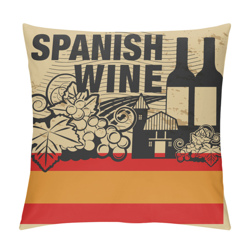 Personality  Grunge Rubber Stamp With Words Spanish Wine Pillow Covers