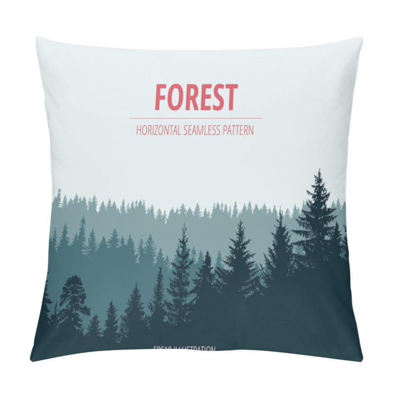 Personality  Abstract Background. Forest Wilderness Landscape. Horizontal Seamless Pattern.  Template For Your Design Works. Hand Drawn Vector Illustration. Pillow Covers