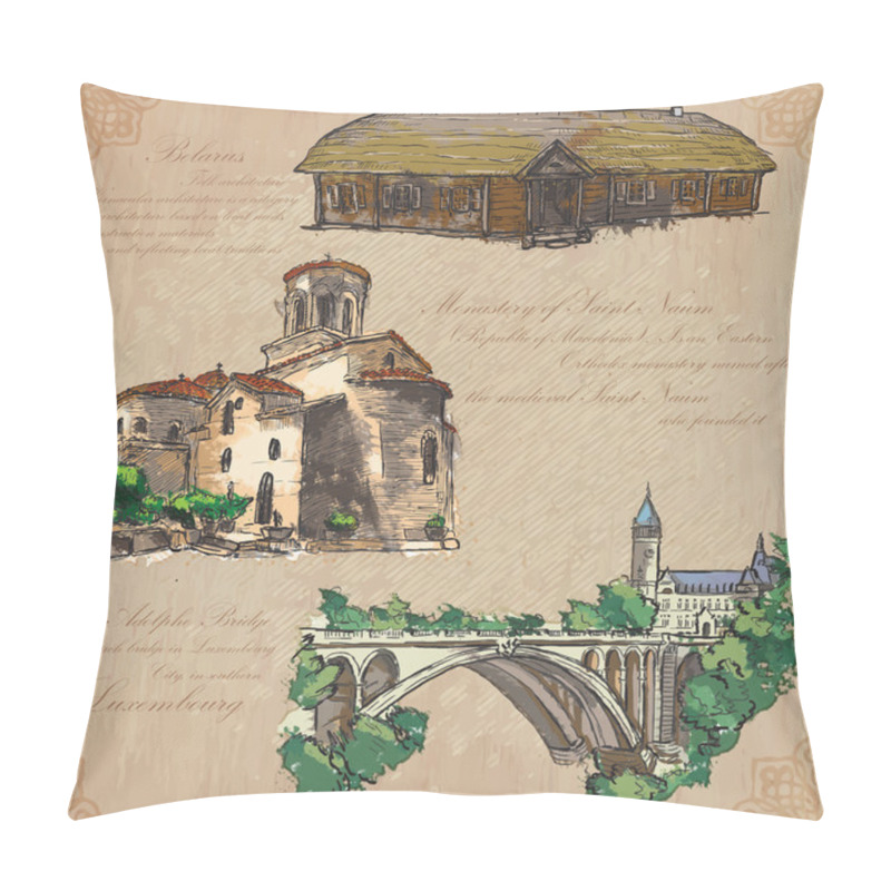 Personality  Places Nad Architecture - Hand Drawn Vector Pack Pillow Covers