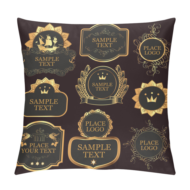 Personality  Set Of Vector Labels Templates In Baroque Style Pillow Covers