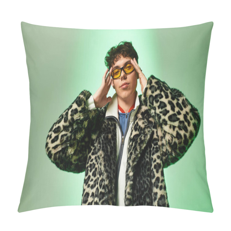 Personality  Confident Man Showcases Eclectic Style And Unique Accessories In A Creative Setting. Pillow Covers