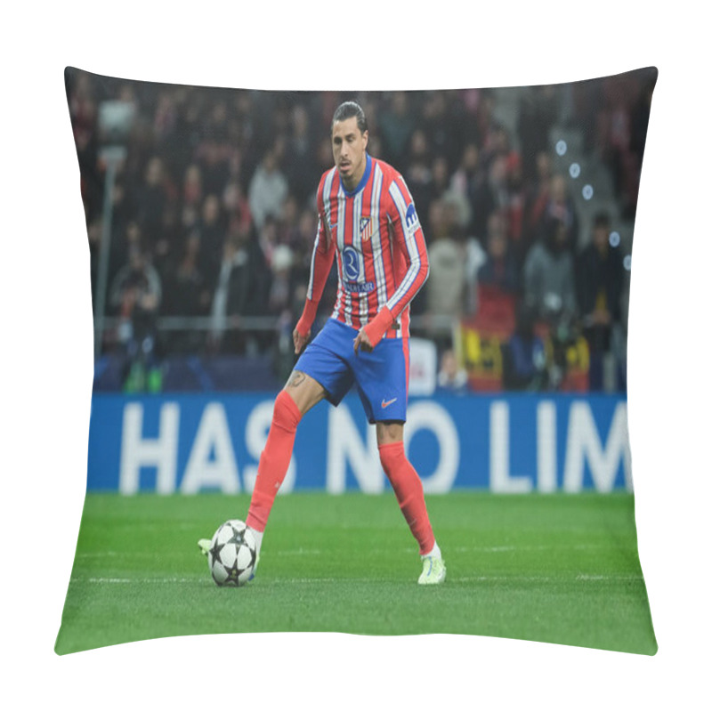 Personality  Jose Gimenez  Of Atletico De Madrid  During The UEFA Champions League Match Between Atletico De Madrid And Slovan Bratislava At Metropolitano Stadium In Madrid 11 Of December  Spain Pillow Covers