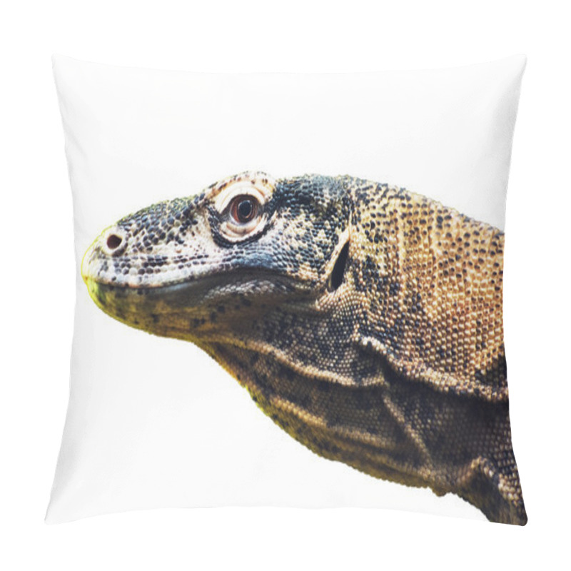 Personality  Komodo Dragon (Varanus Komodoensis) Portrait On The White Backgr Pillow Covers