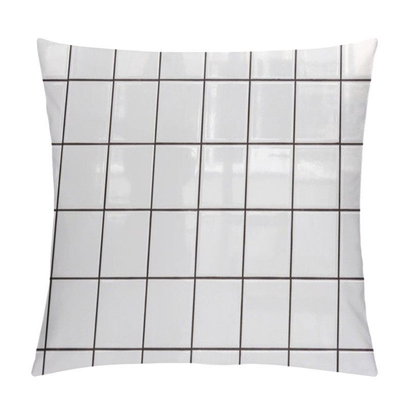 Personality  Wall Of White Glossy Tiles With Reflection Pillow Covers