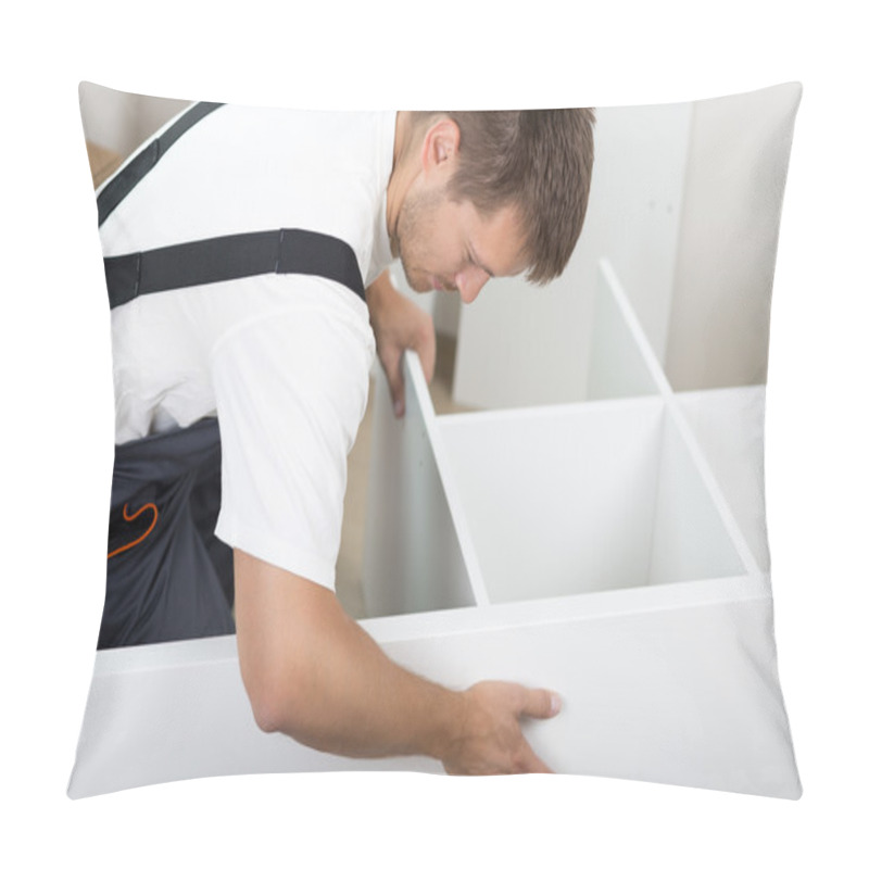 Personality  Man Dressed In Workers' Overall Assembing Furniture Pillow Covers