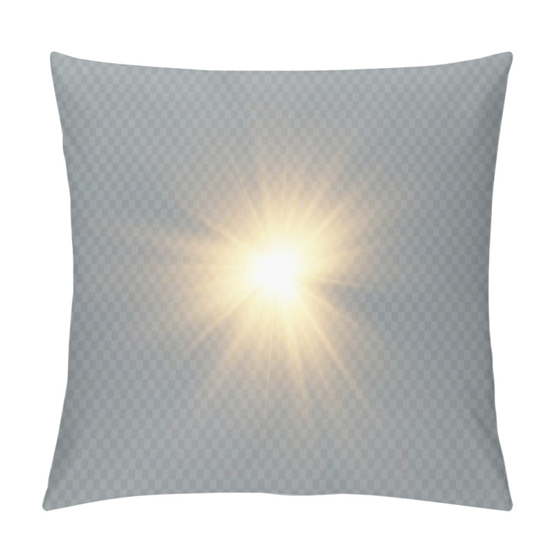 Personality  Golden Particles Of Light. Golden Light. Light Flare.Stars Isolated On Transparent Background. Pillow Covers