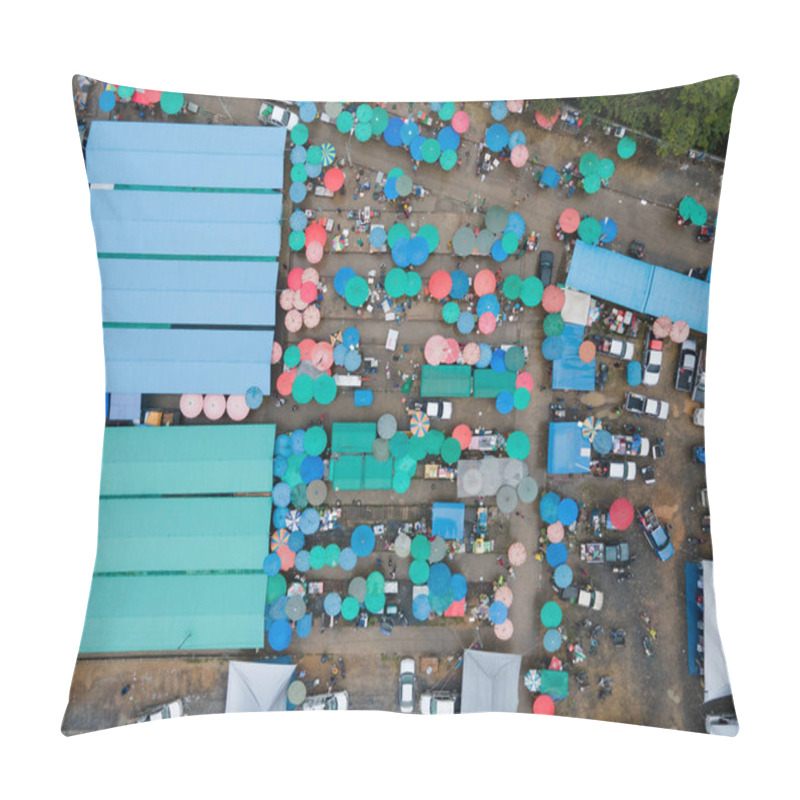 Personality  Market Shopping Mall In The Asia Town With Drone View Or Top View Or Bird Eye View In Thailand Pillow Covers