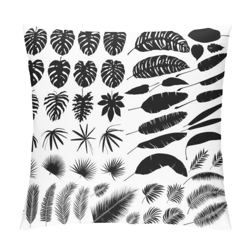 Personality  Vector Set Of Silhouettes Of Tropical Leaves, Botanical Isolated Elements Pillow Covers