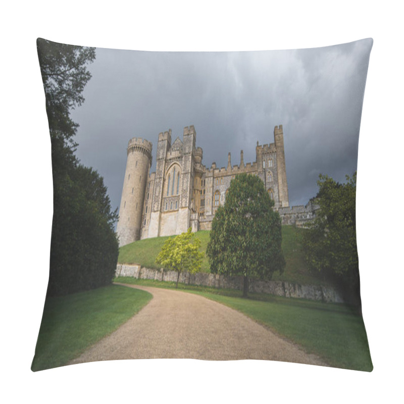 Personality  Arundel Castle, West Sussex. Summer 2020 Shot On A Cloudy Sunny Day. Large Medieval Fortress In The South Of England Pillow Covers