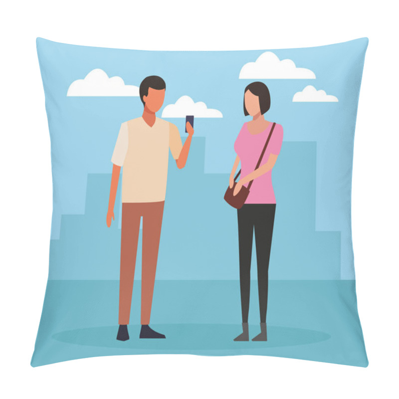 Personality  Young Couple Cartoon Pillow Covers