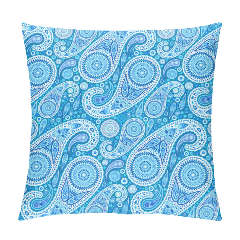 Personality  Intricate Blue Paisley Seamless Pattern Pillow Covers