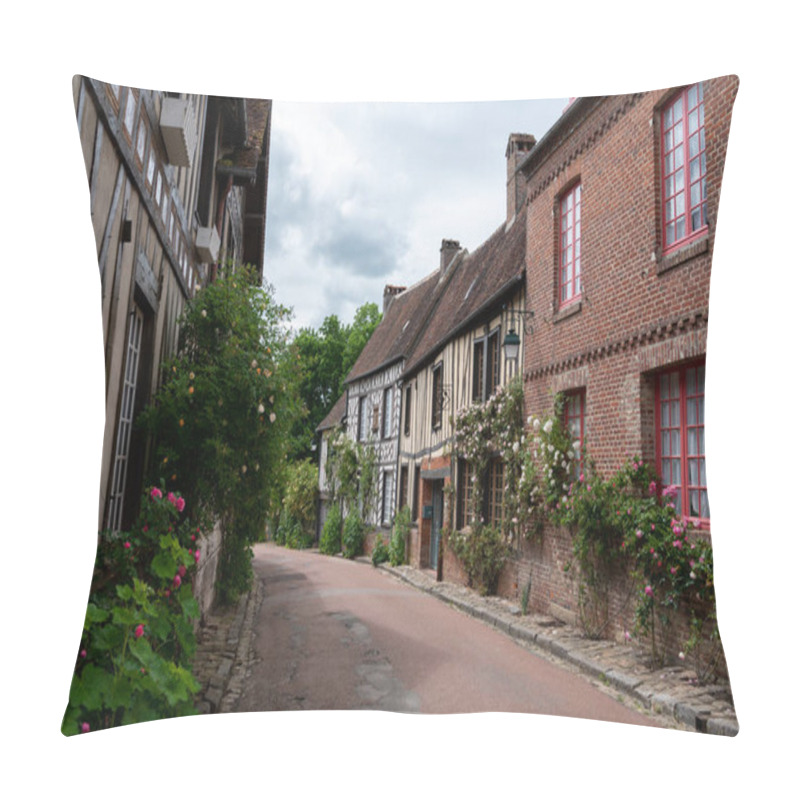 Personality  Tourist Destination, One Of Most Beautiful French Villages, Gerberoy - Small Historical Village With Half-timbered Houses And Colorful Roses Flowers, France Pillow Covers