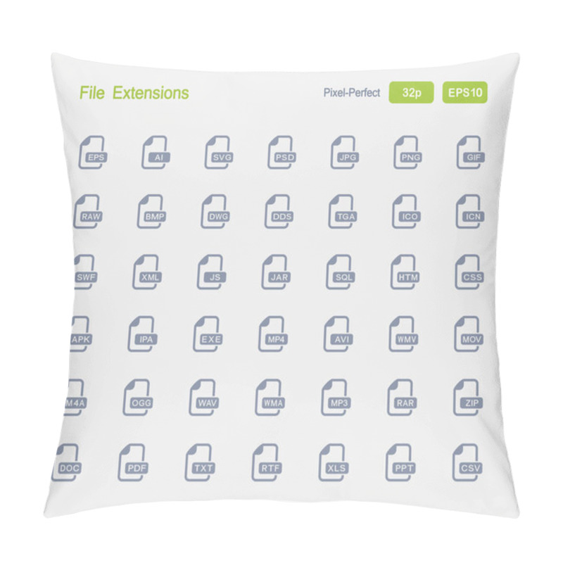 Personality  File Extensions - Granite Icons Pillow Covers