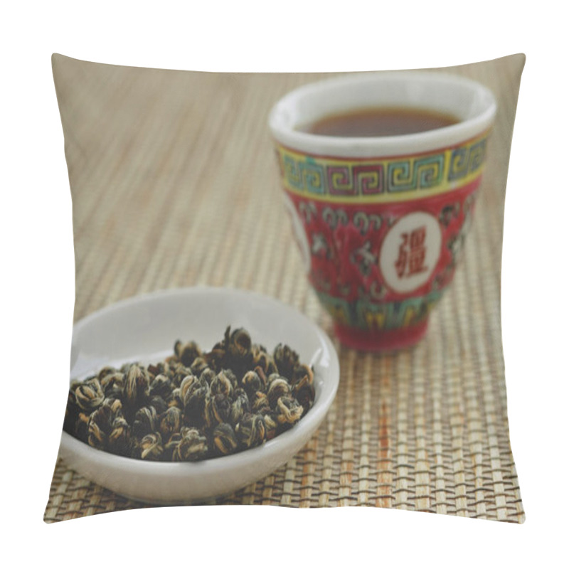 Personality  Chinese Teacup And Tea Leaves Pillow Covers