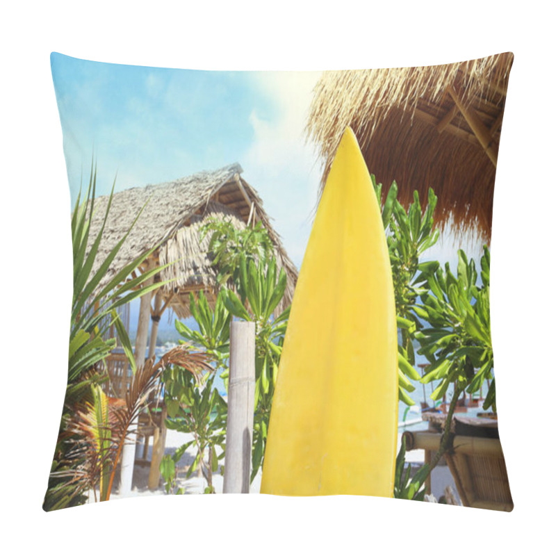 Personality  Surfboard On The Beach Pillow Covers