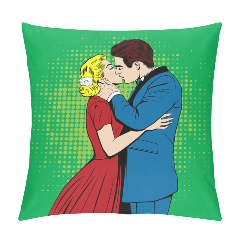 Personality  Vector Kissing Couple In The Pop Art Comics Style Pillow Covers