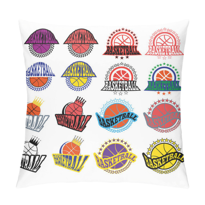 Personality  Basketball Badges With Stars And Laurel Wreath Pillow Covers