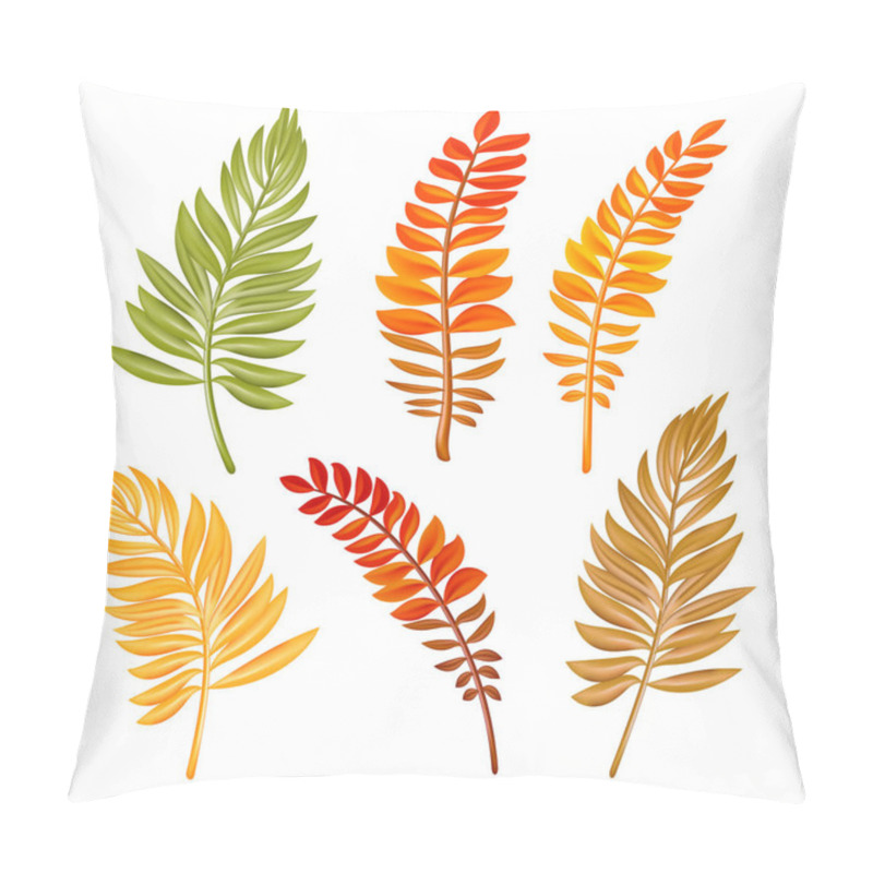 Personality  Vector Set Tropical Leaves. Jungle Exotic Leaf Philodendron, Areca Palm, Royal Fern, Plumeria And Banana, Coconut Palm. Illustration For Summer Tropical Paradise Advertising Design Vacation.Eps 10 Pillow Covers