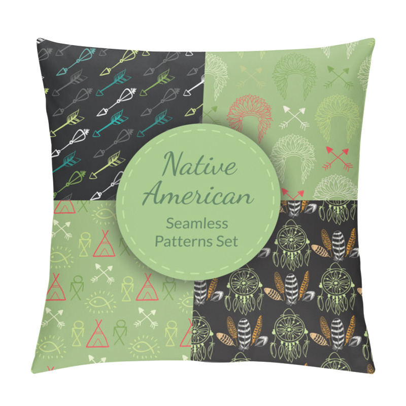 Personality  Native American Seamless Patterns Set Pillow Covers