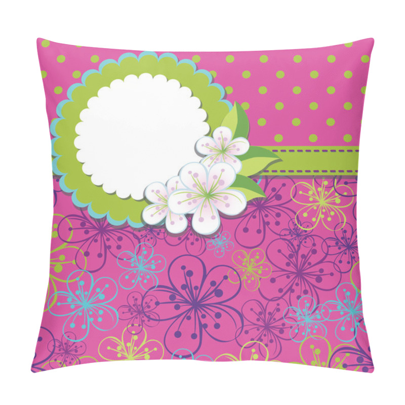 Personality  Spring Design Template.Cherry Flowers Background And Polka Dot Pillow Covers