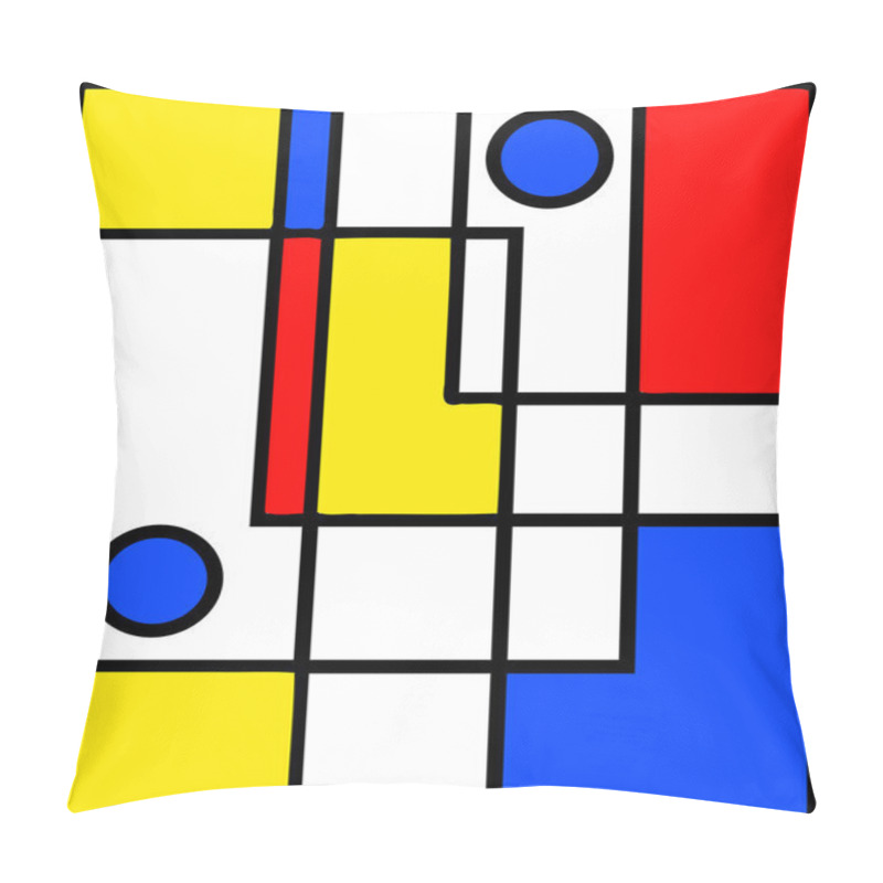 Personality  Abstract Yellow, Blue And Red Neo-modern Boxes And Circles Pillow Covers