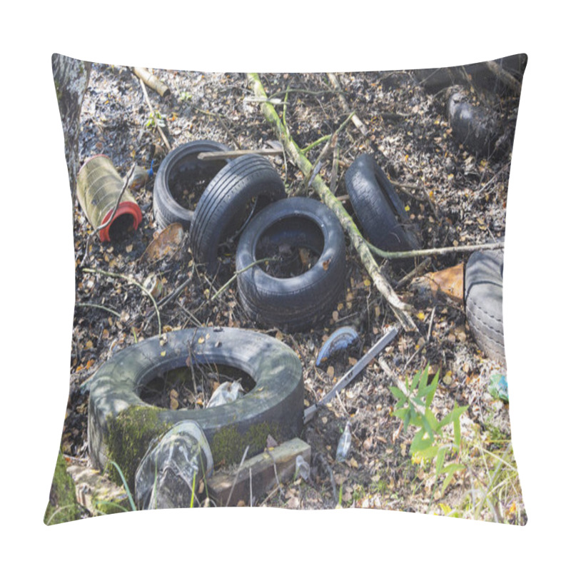 Personality  Garbage Dump On The Grass Near The Forest Ecological Disaster Concept Polluting Nature Pillow Covers