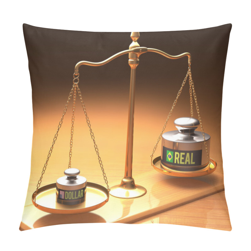 Personality  Scales Of Justice Weighing Two Currencies Pillow Covers