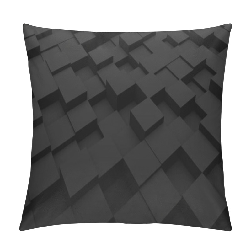 Personality  Minimal Black 3d Cubes Geometric Background. Modern Abstract Raster Illustration, 3d Rendering. Raster. Pillow Covers