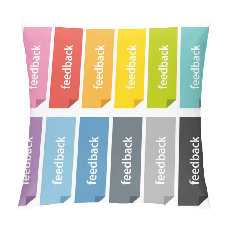 Personality  Flat Design Feedback Bookmarks Or Tabs Icons Set. Pillow Covers