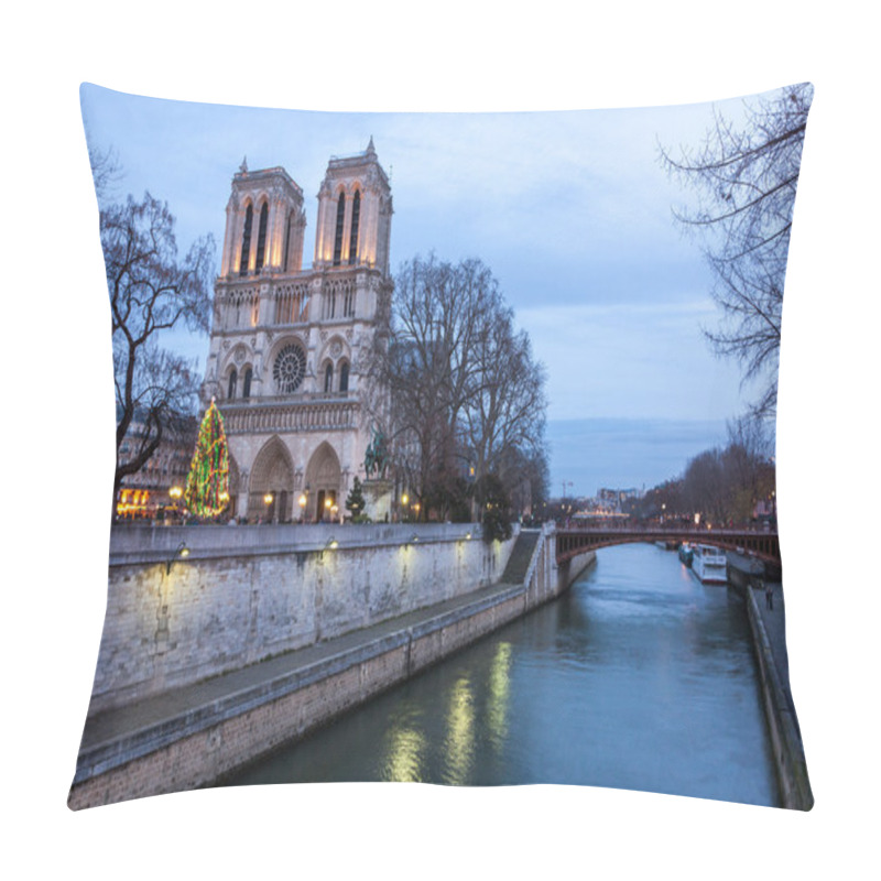 Personality  Notre Dame De Paris At Dusk, France. Pillow Covers