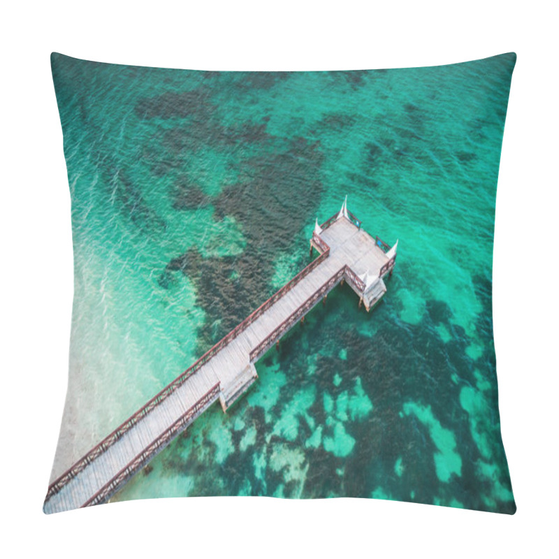 Personality  Aerial View Of Tropical Wooden Pier And Turquoise Caribbean Sea  Pillow Covers